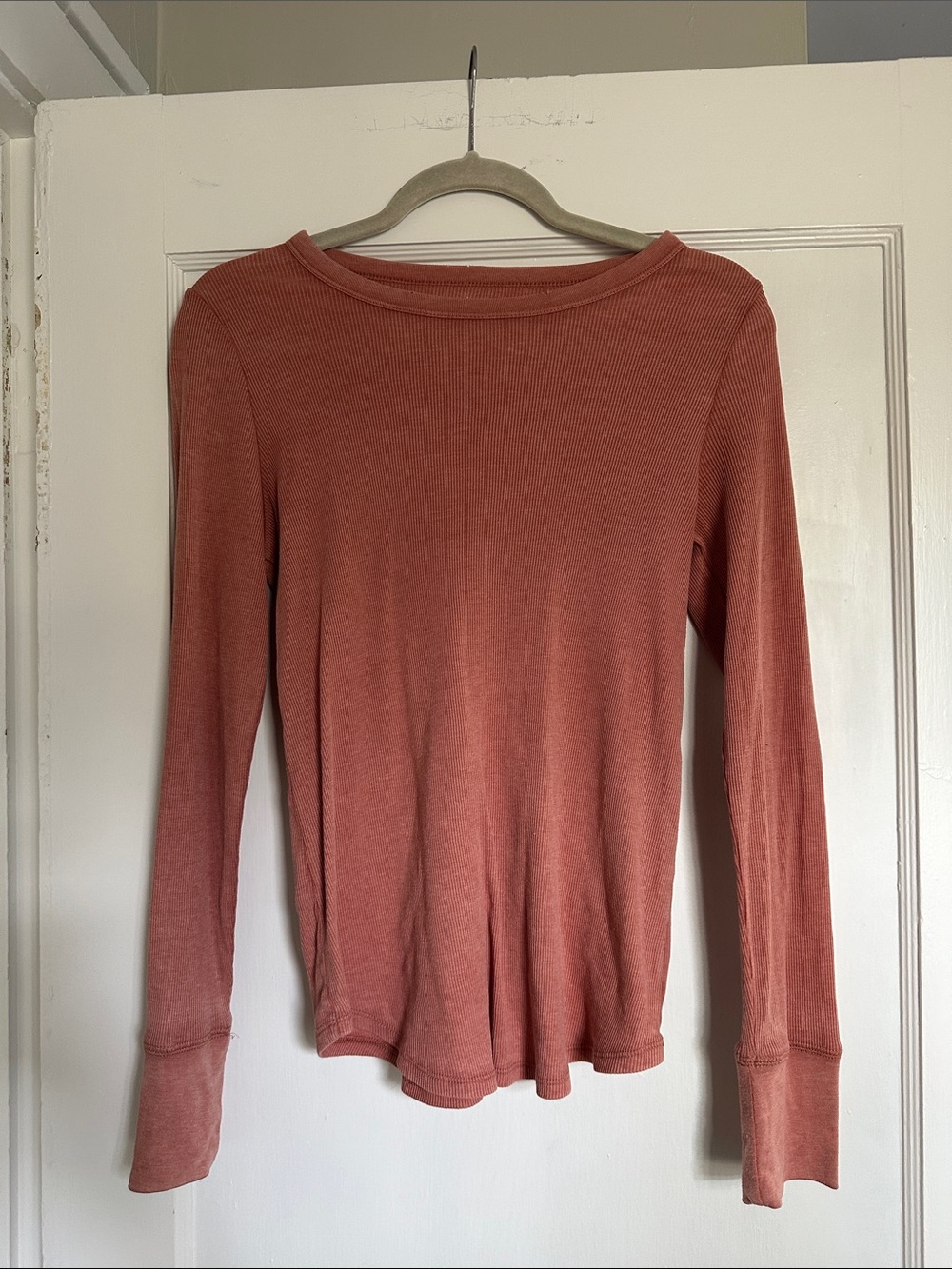 aerie Long Sleeve Ribbed Top in Dusty Rose